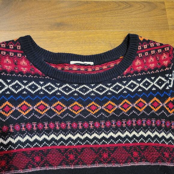 Loft, M | Woven Mosaic Multicolored Boho Warm Sweater - Picture 5 of 5